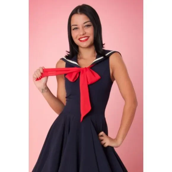 ✨ Vintage Chic “Sweet Sails” Navy Sailor Swing Dress – Size 3XL ✨ - Picture 4 of 10